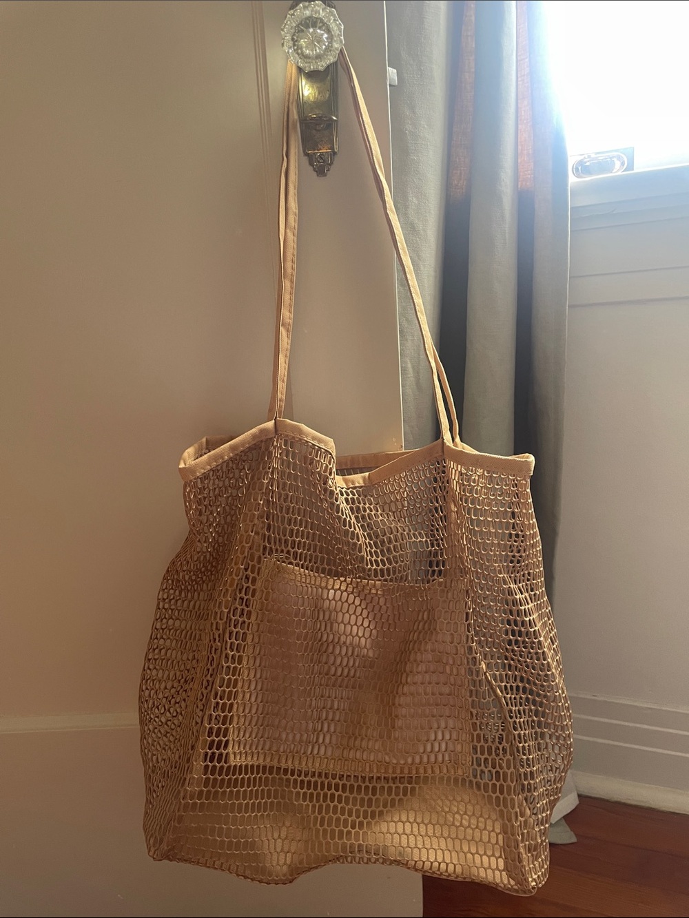 Mesh Tote Bag in Beige - Lightweight Everyday Carry